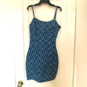 Checkered Flower Denim Dress
